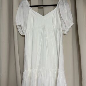 NWT Sz S Nine West Ivory Puff Sleeve Babydoll Dress